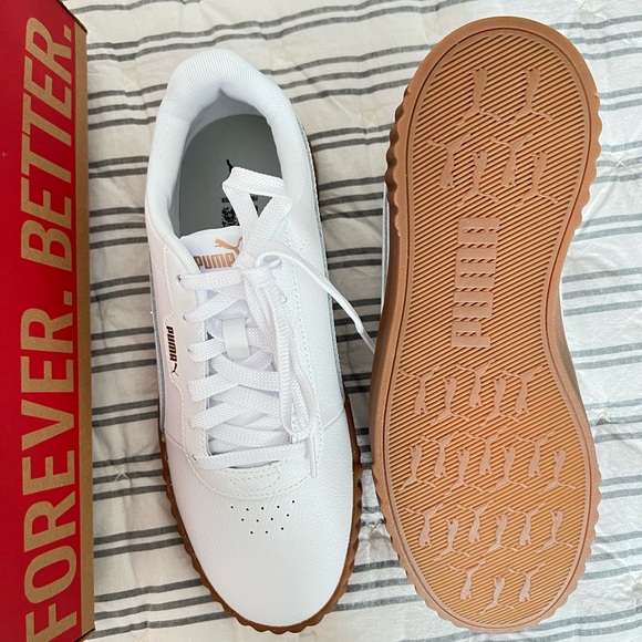 Puma White Sneakers Size 9.5 New Carina 3.0 - Picture 3 of 7